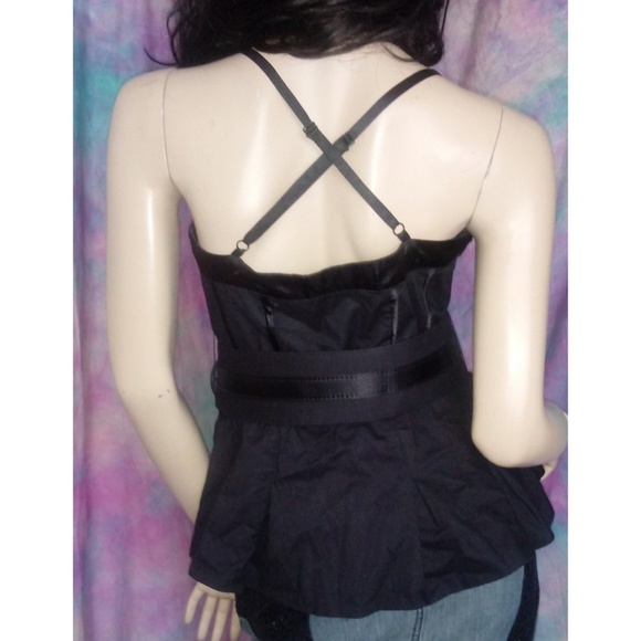 2B black zip belted bustier corset peplum top M - Picture 2 of 2
